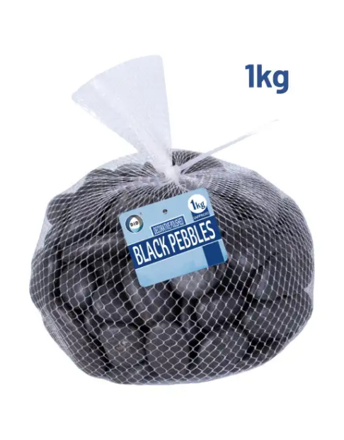 1Kg Decorative Polished Black Pebbles