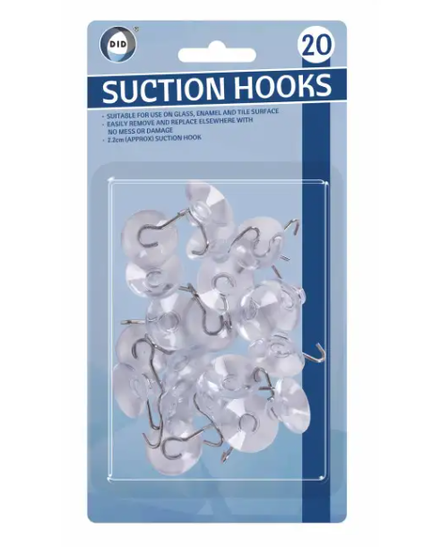 20Pk 2.2cm Suction Hooks