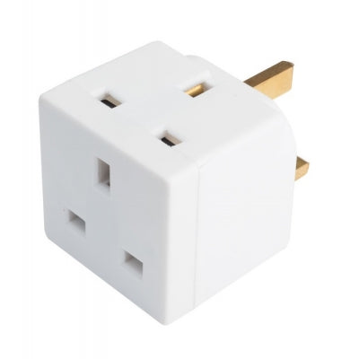 Mains UK Wall Adaptor 2 Gang Fused 13A