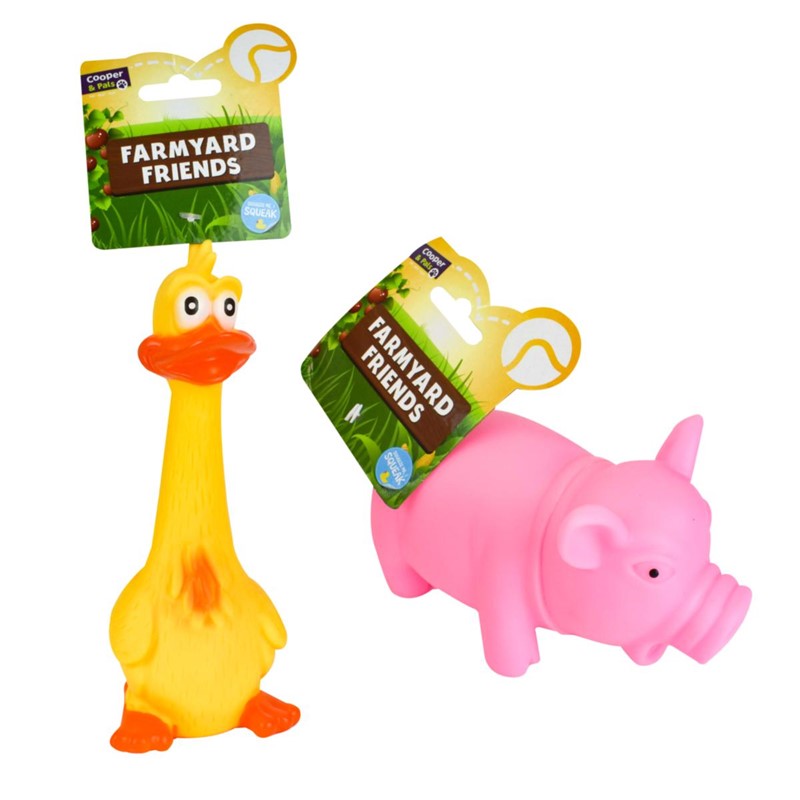 Squeaky Dog Toy Farmyard Friends Duck & Pig Mix